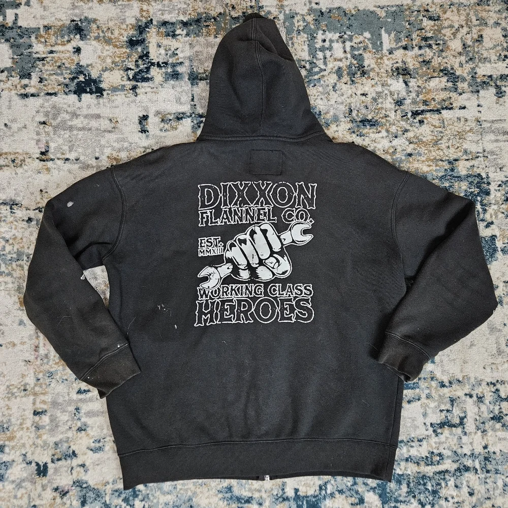 Dixxon Full Zip Hoodie Sweatshirt Men’s L Black Working Class Heroes Distressed